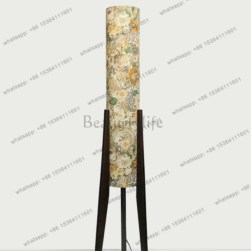 PG-Solid wood-Liberty fabric floor-to-ceiling luminous ornament Imported Liberty fabric atmosphere