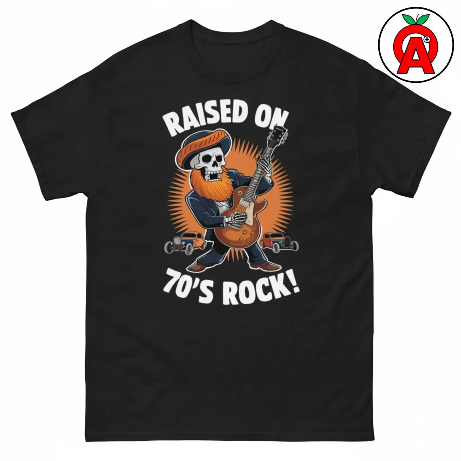 Electric 70's Rock Legend T Shirt Raised on Classic Skeleton Musician vintage Washed Stretched homme Stylish Casual
