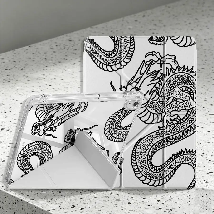 Chinese Dragon Loong Tablet Case For Samsung Galaxy Tab A9 Plus S7 FE S10 Lite S8 A8 S9 Plus A11 With Pen Slot Cover