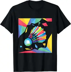 Colorful Shuttlecock - Birdie Badminton Player Sports Lover T-Shirt Men Clothing Tops Streetwear Graphic T Shirts Camisetas