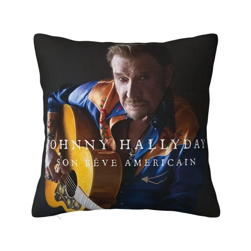 Nordic Johnny Hallyday Son Reve Americain Cushion Cover for Sofa Velvet French Rock Singer Throw Pillow Case Home Decor