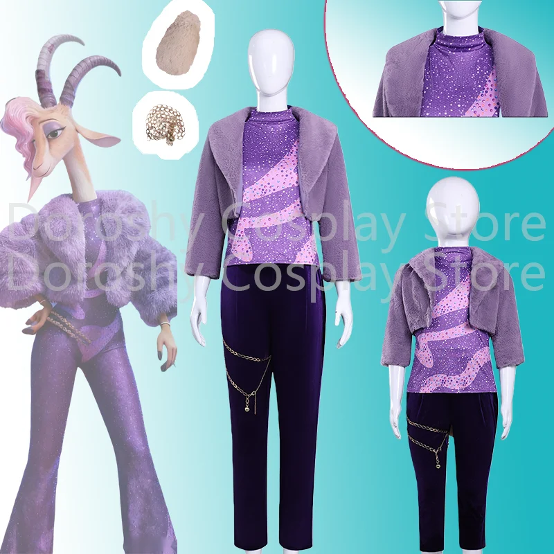 

Зоотопия 2, Газель, карнавальный костюм, женский фиолетовый костюм из искусственного меха, сценический наряд, аниме, праздничное платье для ролевых игр, размер для взрослых и детей