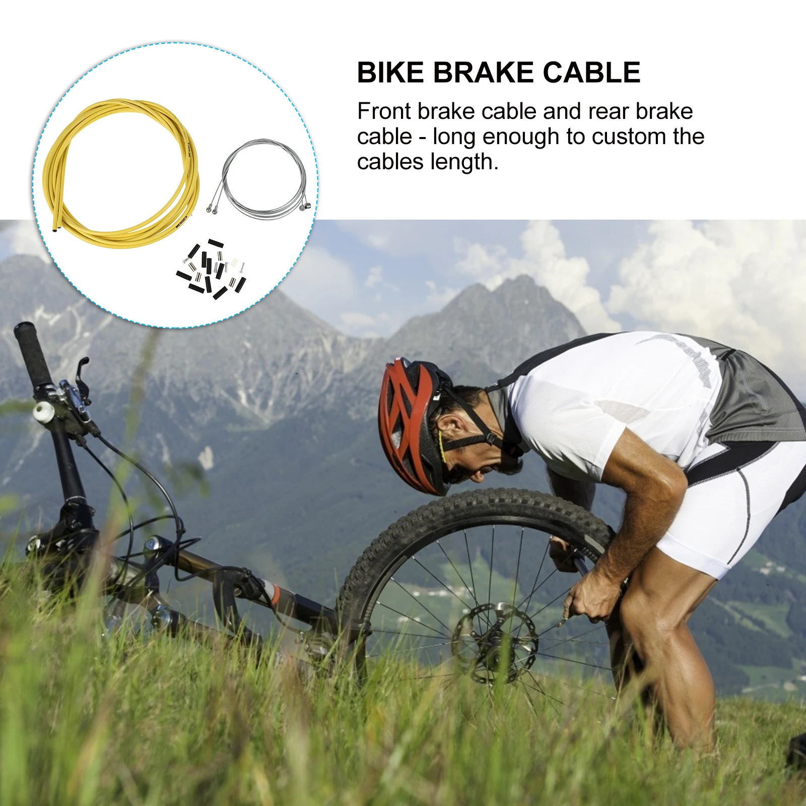 

Universal Bike Brake Cable Housing Set Yellow Strong Metal for Road Foldable Bikes Front Rear Braking Performance