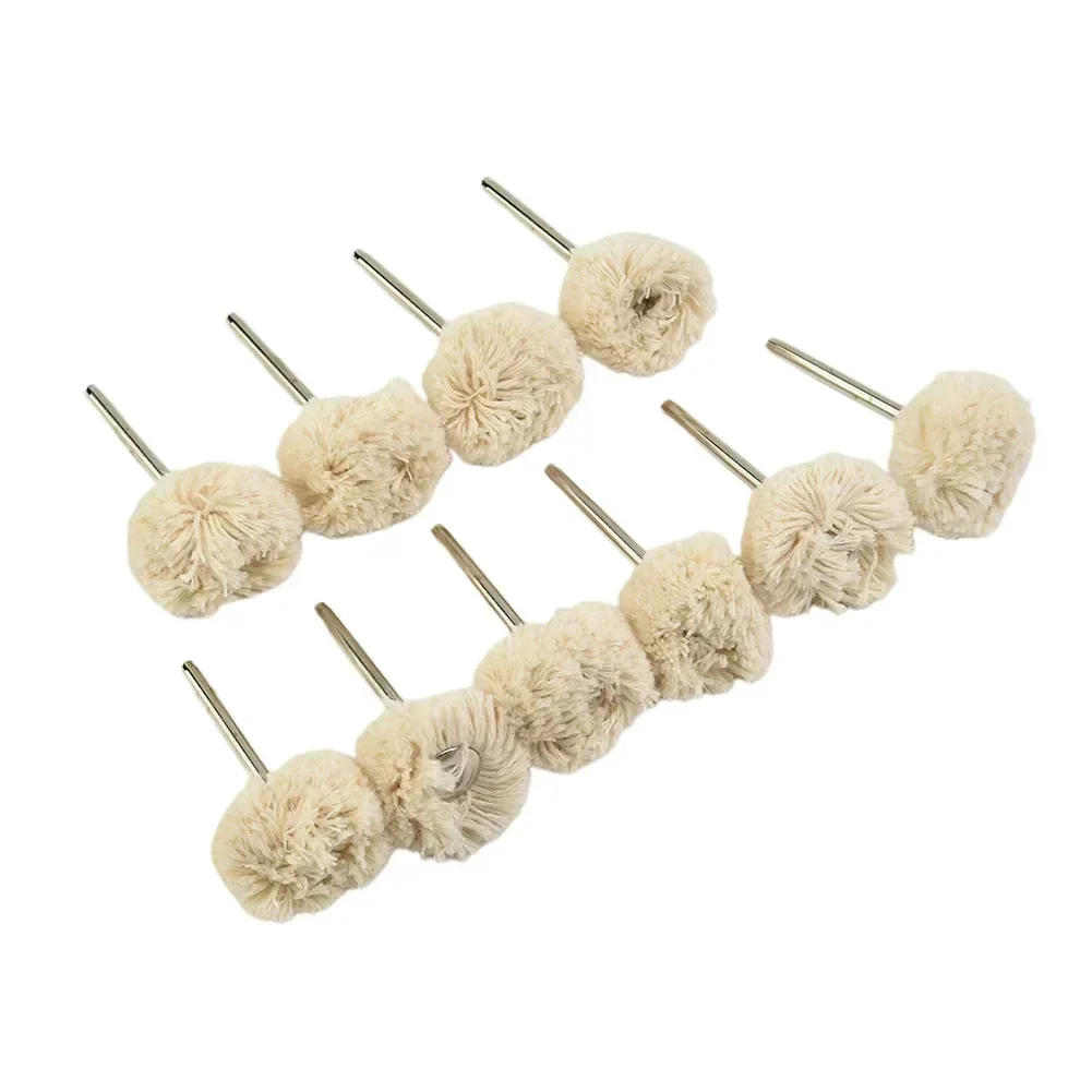 10 PCS Wool Wheel Polishing Brush Head With 3mm Shank Rod For Buffing Grinding Jewelry Metals Rotary Tool Abrasive Accessories