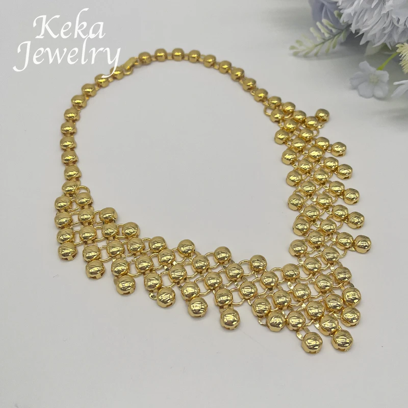 Dubai 24k Women Fashion And Atmosphere Earrings Jewelry Set African Necklace Delicacy Earring Pendant For Wedding Party Gifts