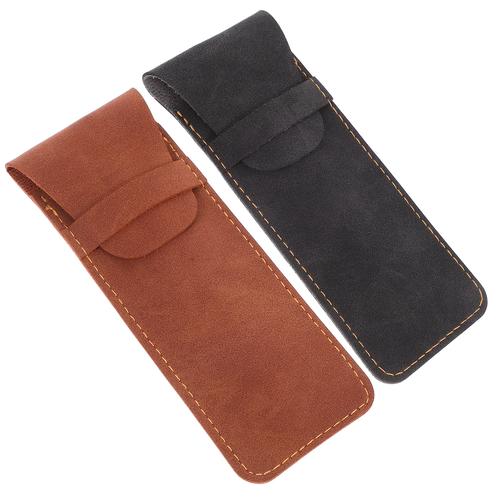 

2pcs Pen Sleeve Protective Cover Black Brown Case Fountain Ballpoint Pens Office School Supplies Pen Bags