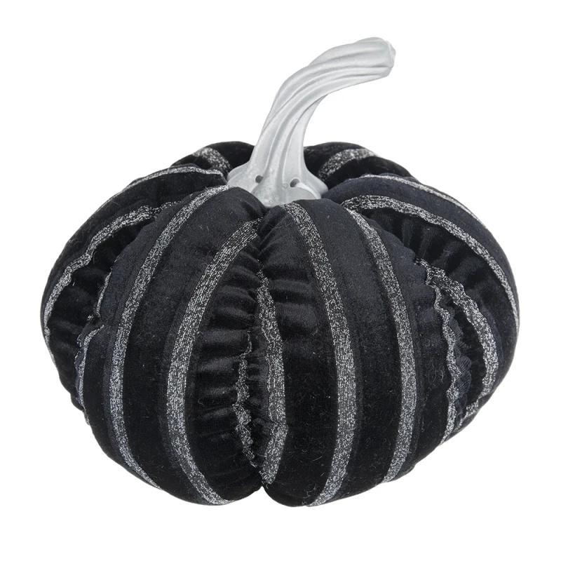 

7x7x7" Black Stripe Fabric Pumpkin Decor Holiday Halloween Home Tabletop Mantel Shelf Indoor Outdoor Festive Halloween Ornament