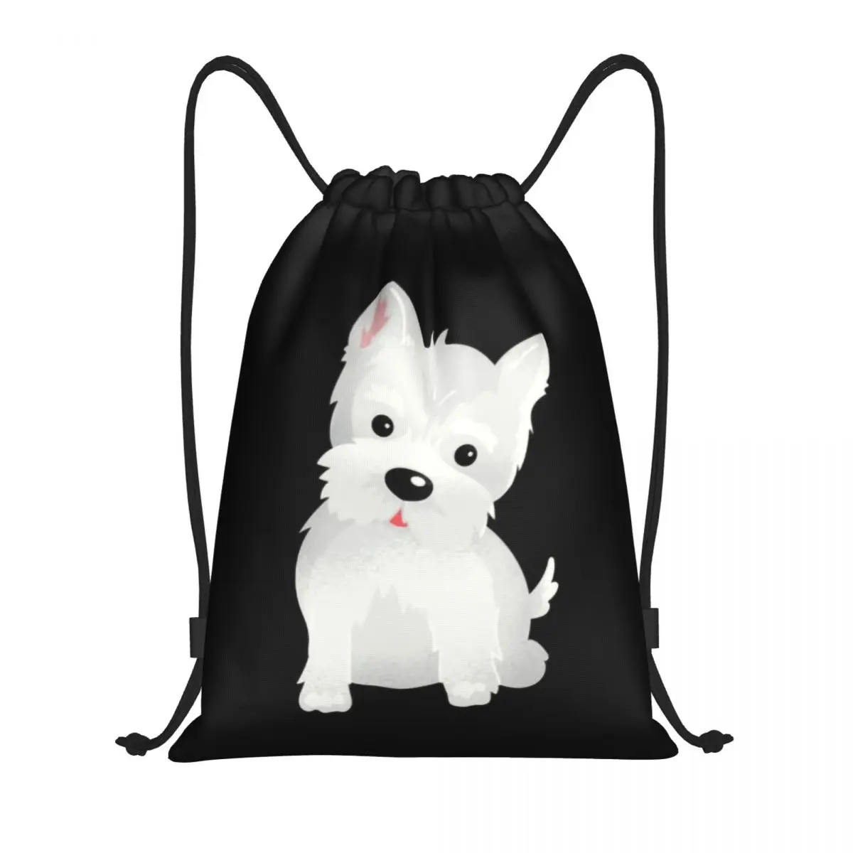 

Cute Westie Puppy Dog Drawstring Bags Foldable Sports Gym Sackpack West Highland White Terrier Training Storage Backpacks