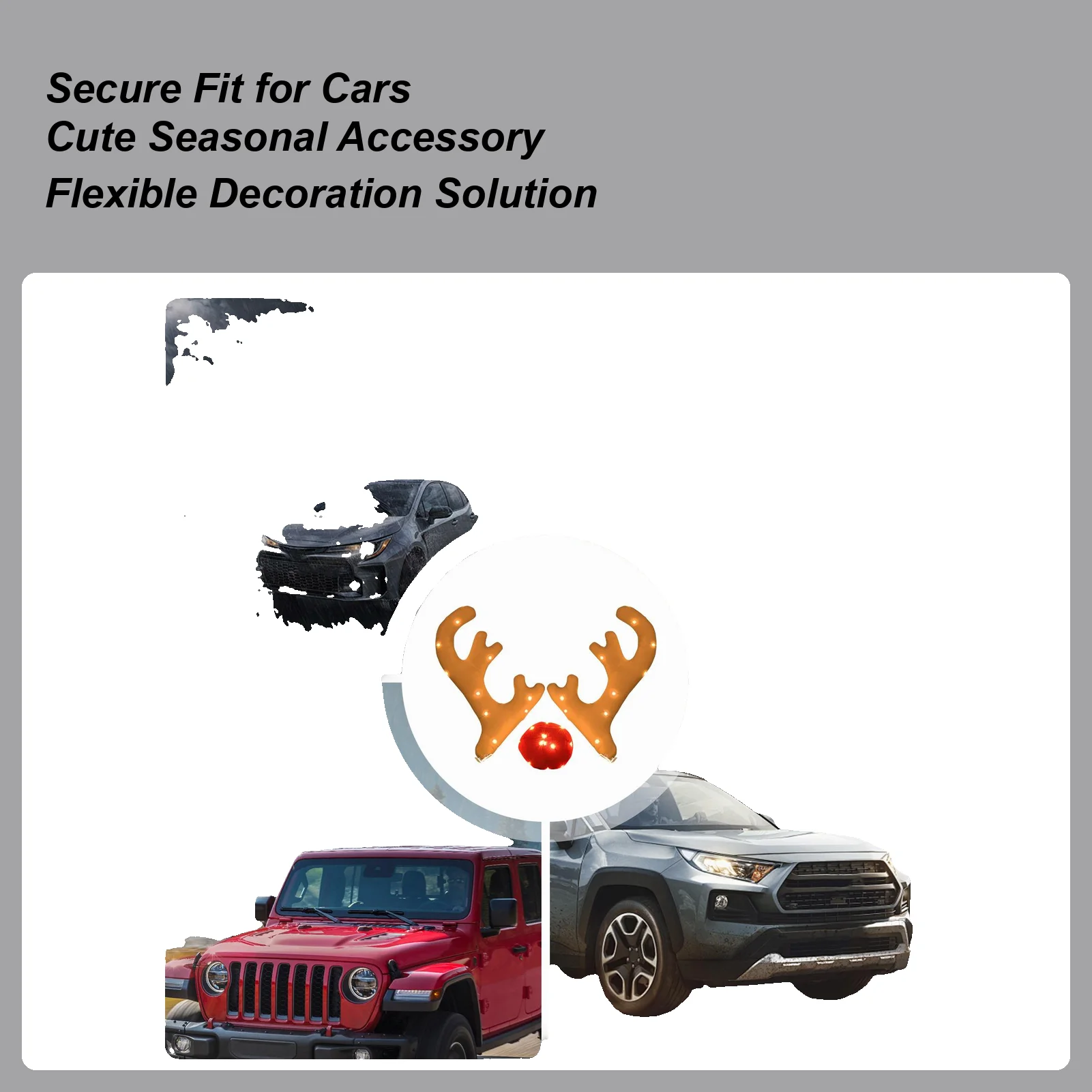 

Reindeer Antlers For Cars Festive Light Up Auto Exterior Antler Set Roofs Tops Reindeer Decoration For Van SUV Shopping Mall