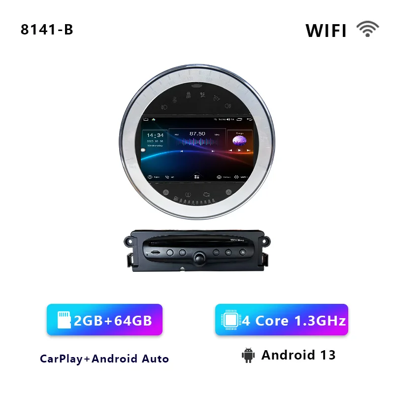 CHSTEK Autoradio Android 13 Carplay Voor BMW Mini Cooper R56 R55 R57 R58 R60 S Clubvan Coupe Clubman 2006-2015 BT GPS WIFI 4G DSP