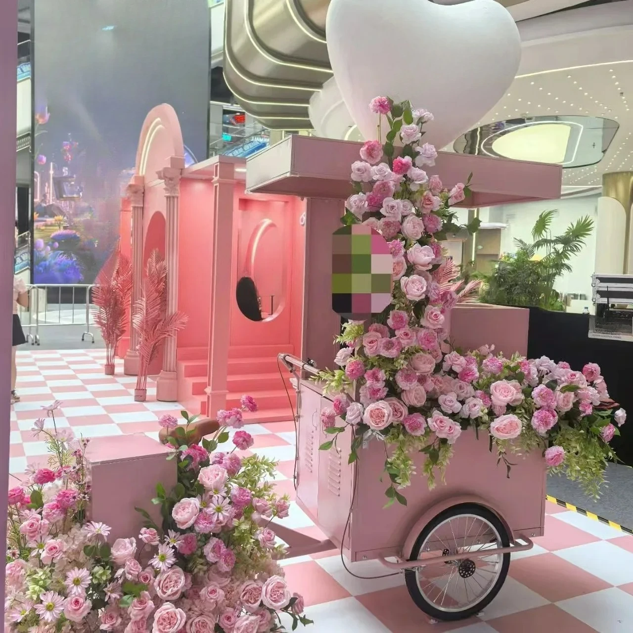 Customizable Coffee Cart Street Stall Ride Mobile Tricycle Stall Counter Lemonade Flower Sale