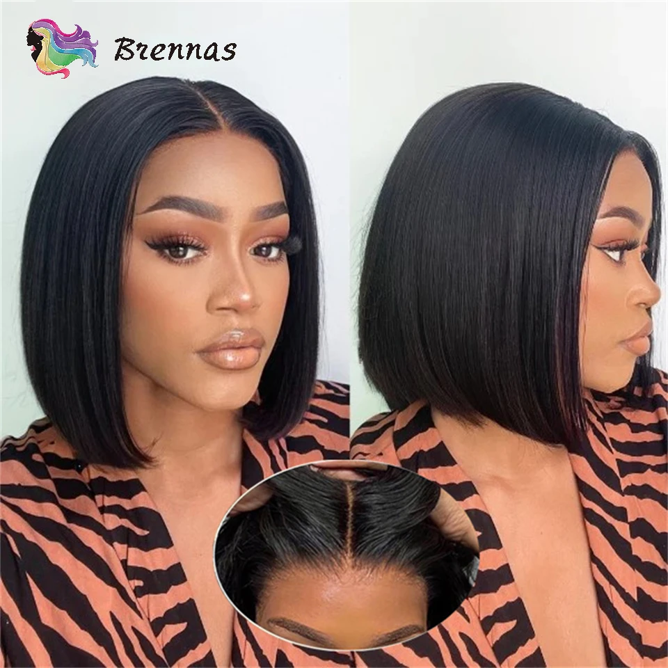 

Glueless Wear And Go Straight Bob Wigs For Women Ready To Wear Straight Human Hair Bob Wig Natural Color Indian 4x4 Pre Cut Lace