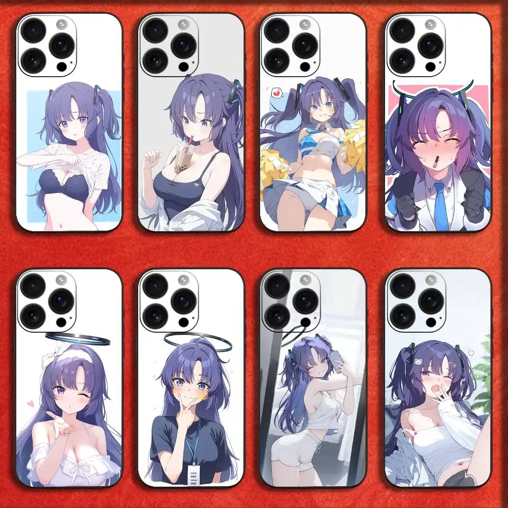 

Hayase Yuuka Blue A-Archive Phone Case For iPhone 16,15,14,13,12,11,Pro,XS,Max,XR,Plus,E,SE4,Mini Black Fashion Cover