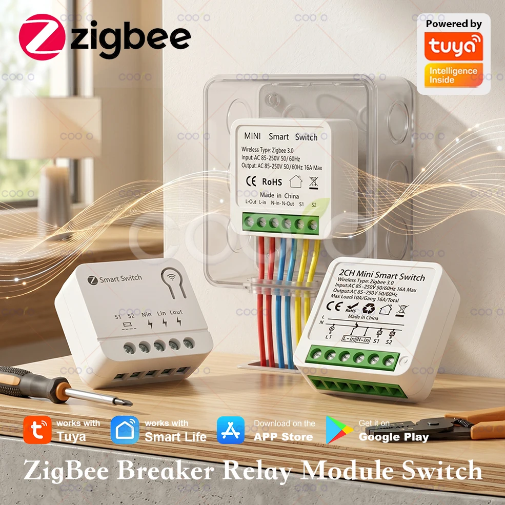 Tuya ZigBee 1 2 3-Gang Smart Switch Module DIY Light Relay Breaker Home Automation work with Smart Life Alexa Google Home Yandex