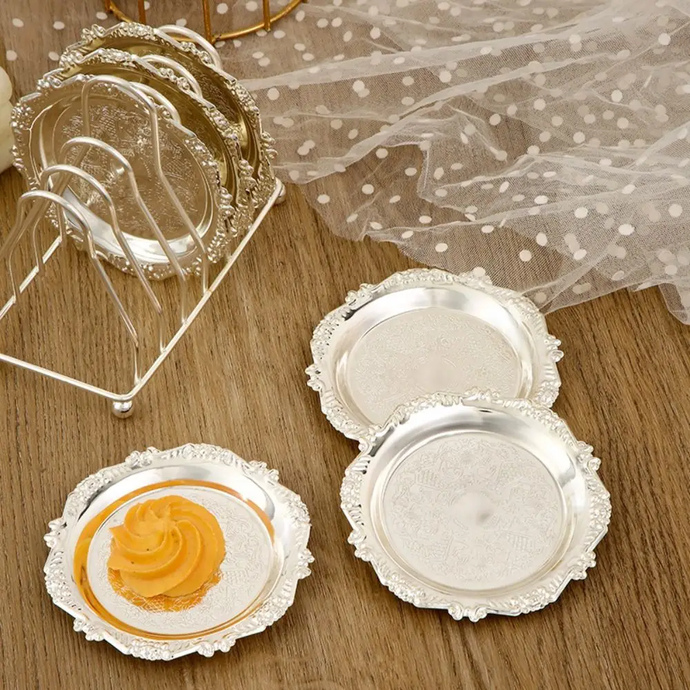 

Desktop Ornament Iron Fruit Plate Set Exquisite Creative Coasters Multi-Function with Holder Pastry Display Plate Jewelry