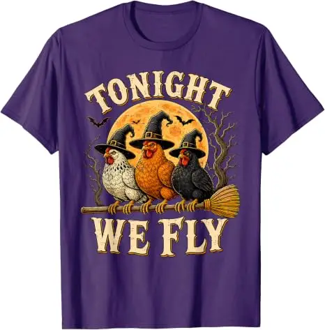 Heute Nacht fliegen wir, lustiges Hühner-T-Shirt, gruselige Saison, Bauernhof, Halloween-T-Shirt, Y2k-Humor, Bauern-Halloween-Partykleidung, grafische Bekleidung, Geschenke – Detail 18