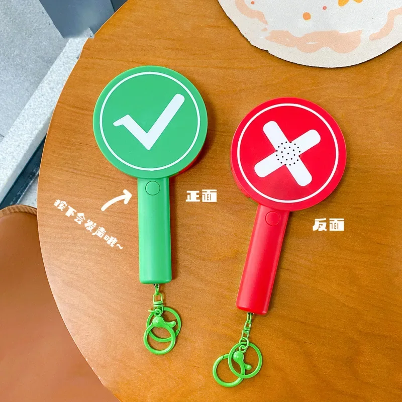 Sound Activated Creative Right Wrong Dual Side Button Keychain for Photo Taking Selfie Props Bag Hanging Accessory Fun Interacti
