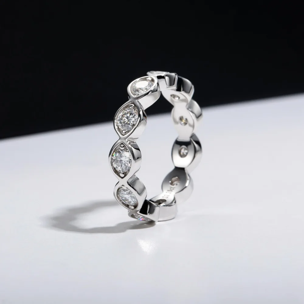 Apaison Luxury Delicate 3.5 mm Moissanites Women's Rings - Wedding Engagement Anniversary 925 Sterling Silver Ring Jewelry Gift