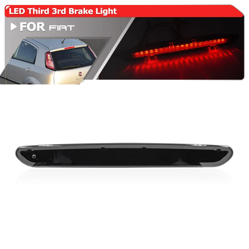 Para fiat punto evo para abarth grande punto typ 199 2008-2012 lente traseira fumada led vermelho terceira luz de freio de montagem alta