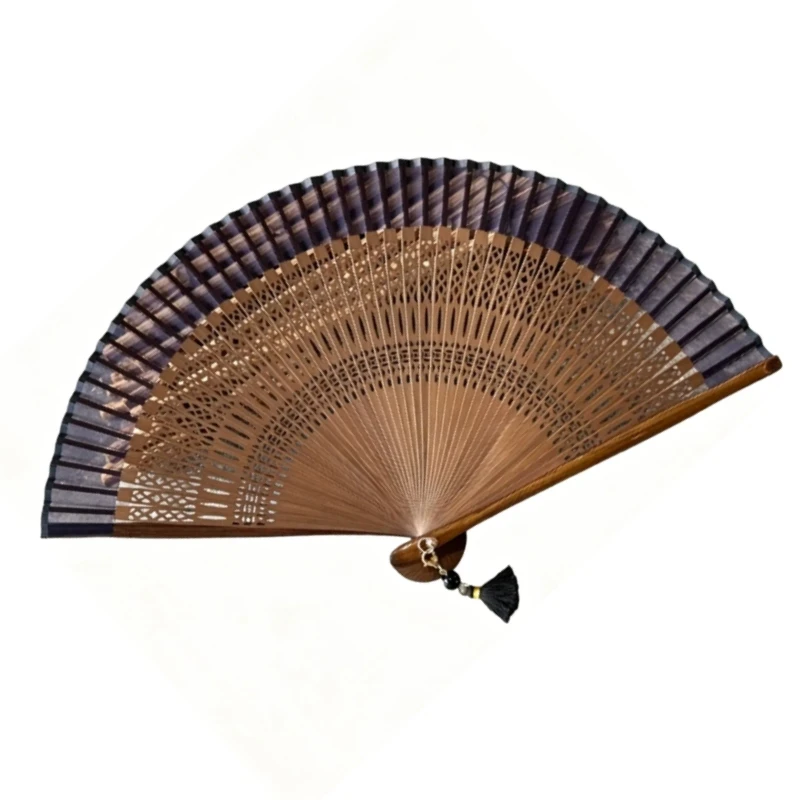 Chinese Style Hanfu Portable Mini Folding Fan Elegant Cute Women Qipao Hand Fan Pure Color Hollowed-out Carving Daily Fan Summer