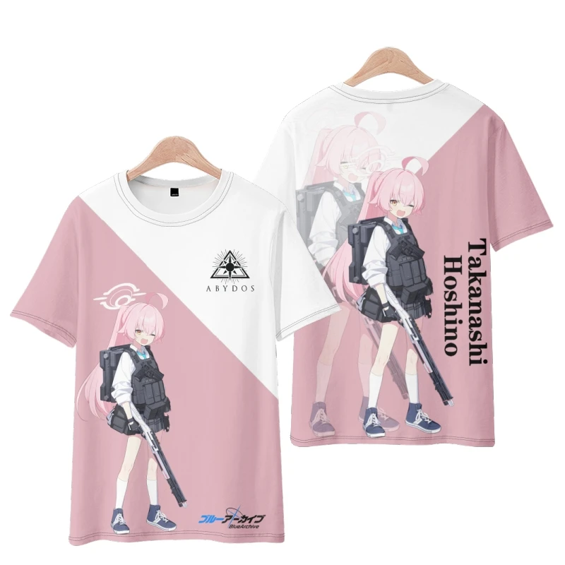 Blue Archive Takanashi Hoshino Cosplay T-shirt 3D Print Kids Anime Tee Men Women Short Sleeve O-Neck Tee Casual Harajuku Y2k Top