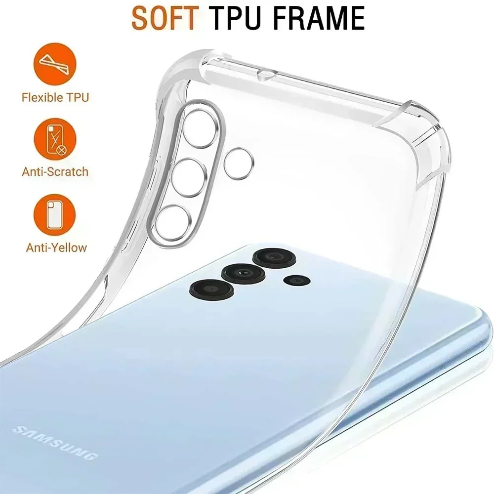 Funda transparente para Samsung Galaxy A55 A35 A25 A05 A05S A15 A14 4G A24 A34 A54 A13 A23 A33 5G, funda gruesa de silicona a prueba de golpes para teléfono