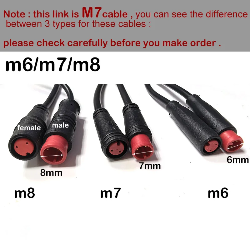 6/7/8 mm M6 m7 m8 2 3 4 5 6 Pin core male to female male plug cable Connector Waterproof sensor ebike Electric bike cord 0.2/1m