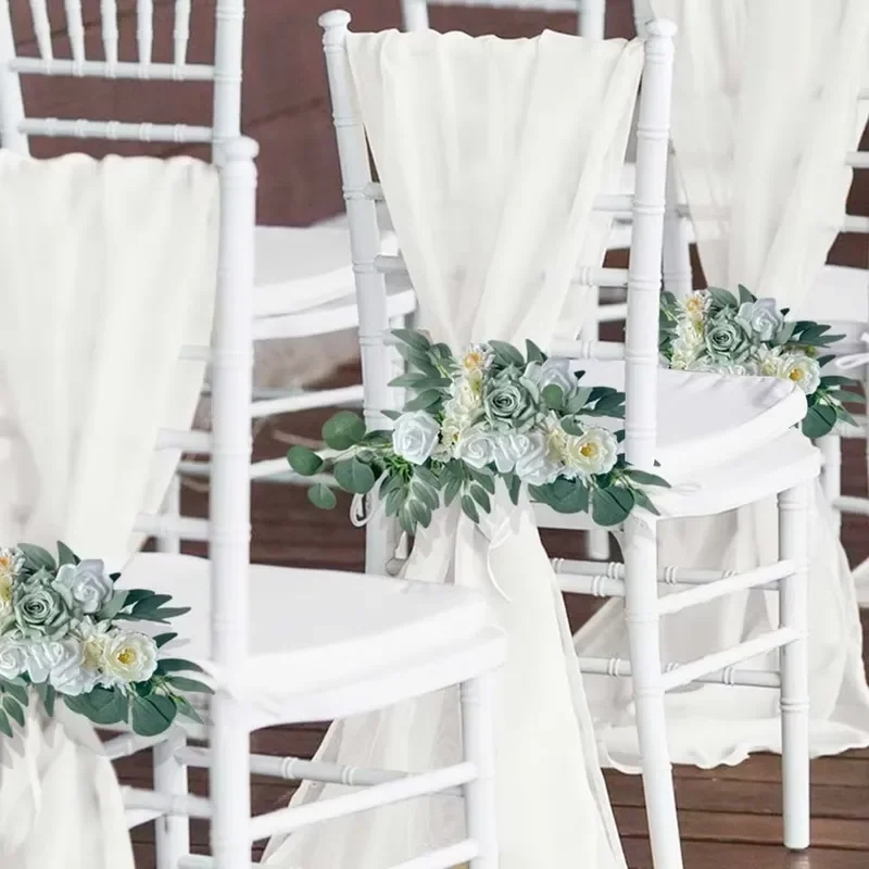 Silk Artificial High-End Wedding Chair Back Flower Simulation Bouquet Handmade Table Staircase Decoration DIY Finished