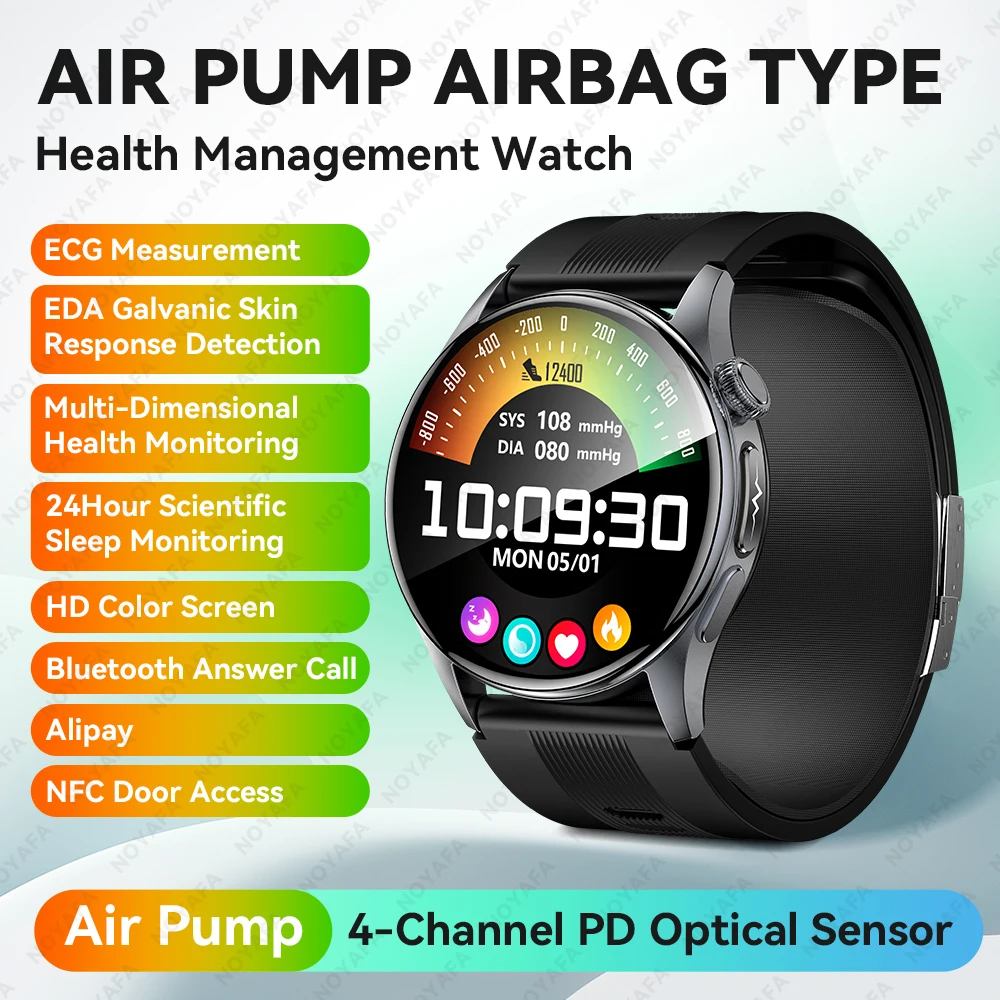 NOYAFA Jam Tangan Pintar Baru 2025 Pengukuran Tekanan Darah Presisi ECG PPG Monitor Kesehatan Smartwatch Layar AMOLED 1,56 Inci