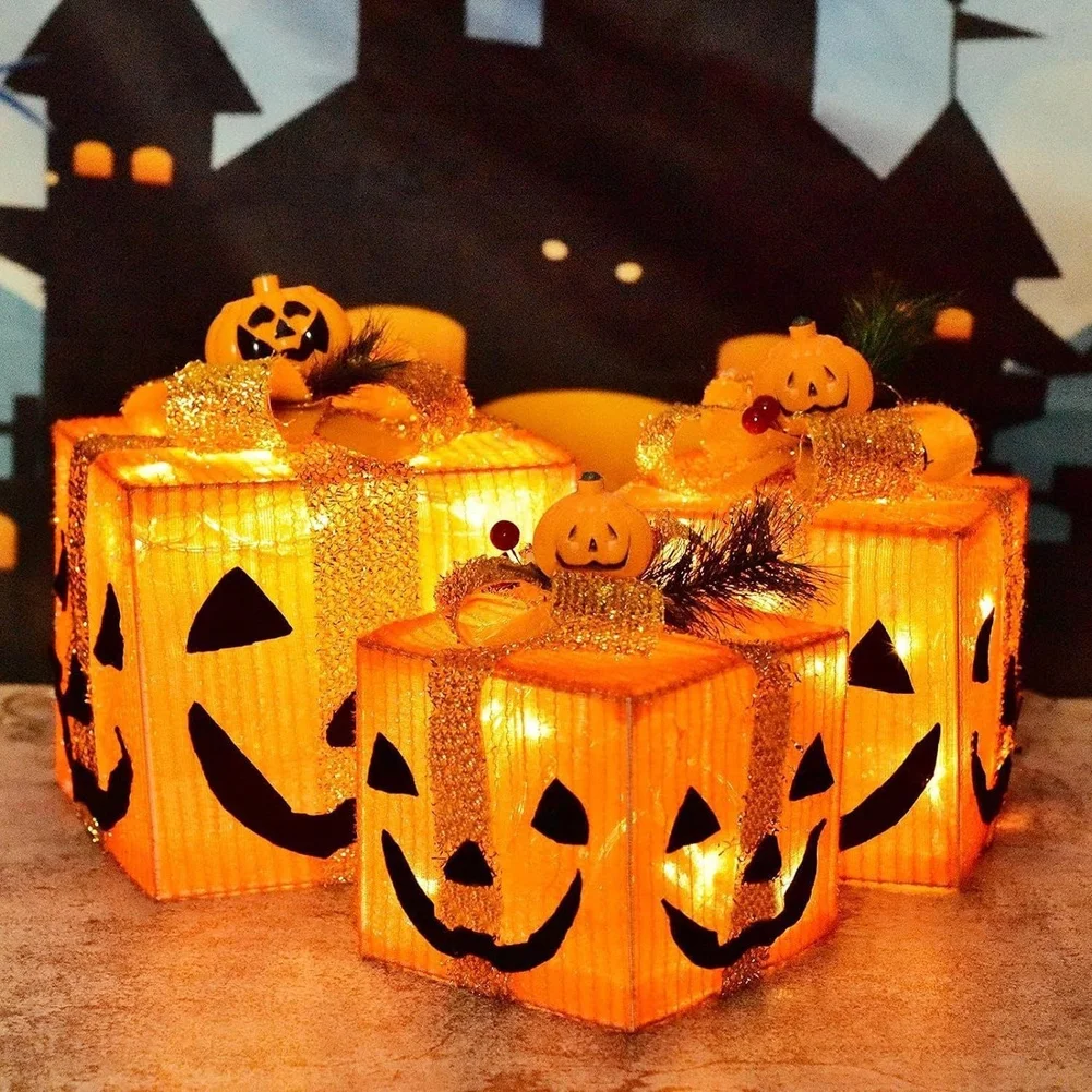 Halloween Party Decoration: Smiling LED Pumpkin with Dimmable Light and Wrought Iron Construction for Any Room
