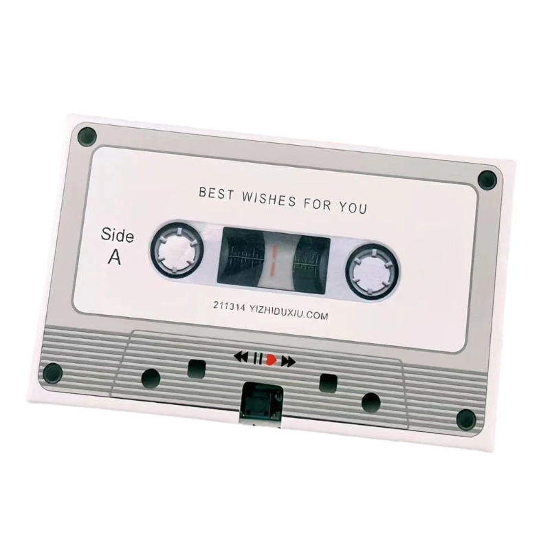 Simple Operation Recording Voice Cassette Tape Customizable Sound Greeting Card Present for Birthday Anniversary