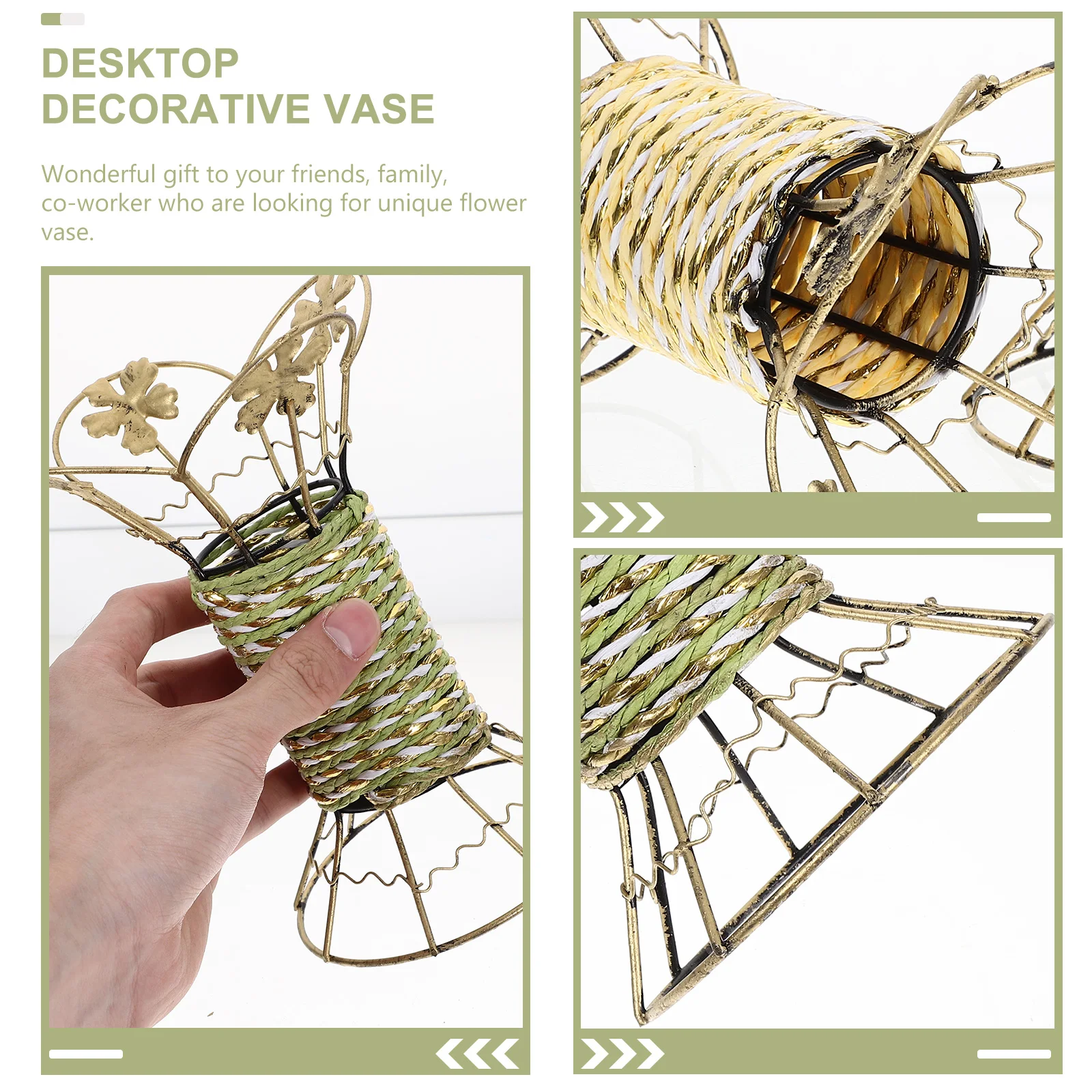 

1pc Rattan Woven Flower Basket Decorative Vase Home Decoration Desktop Pastoral Style Compact Gift For Family Friends