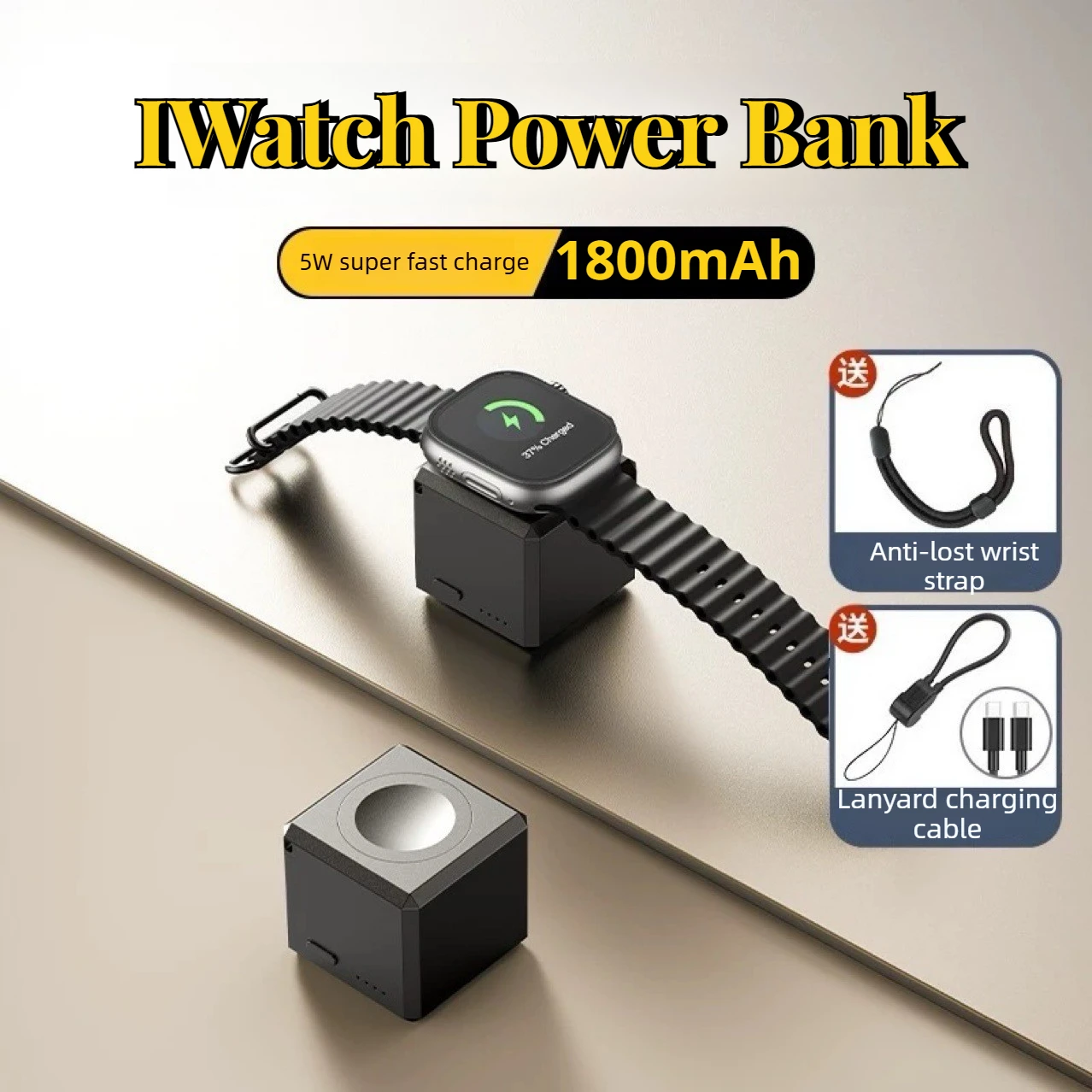 

Беспроводное зарядное устройство Power Bank 1800 мАч для Apple Iwatch 9 8 7 SE Ultra2, магнитная быстрая зарядка для Iphone Airpods