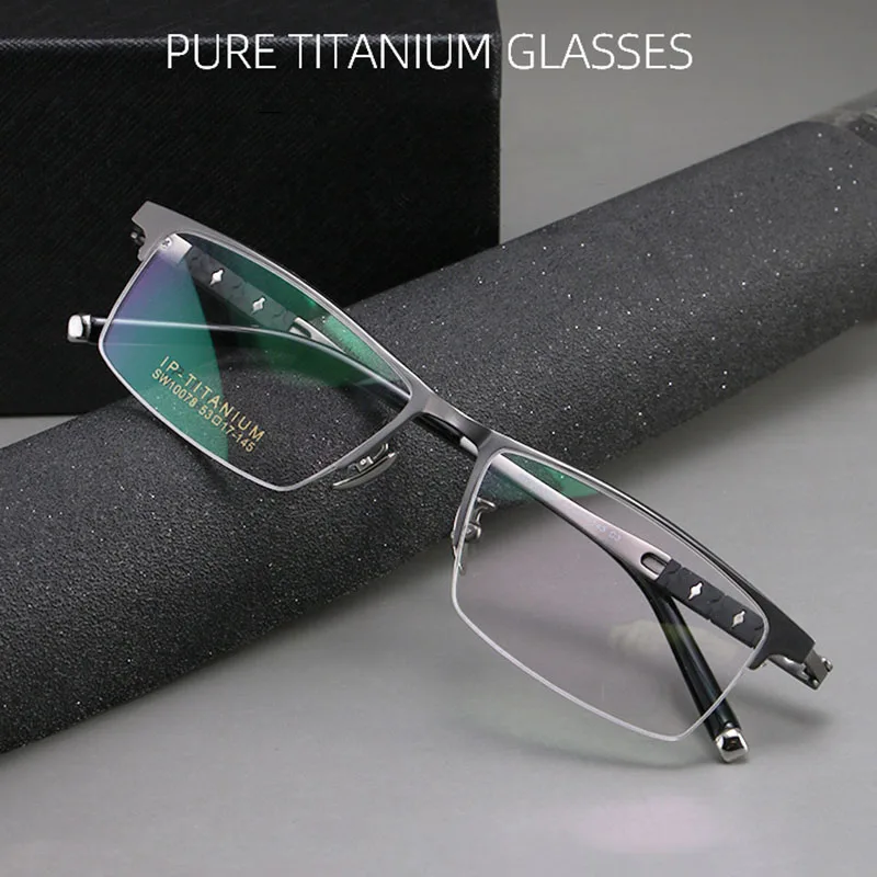 ELECCION High-quality Pure Titanium Half Frame Men Glasses Prescription Eyeglasses Myopia Optical Frame Eyewear