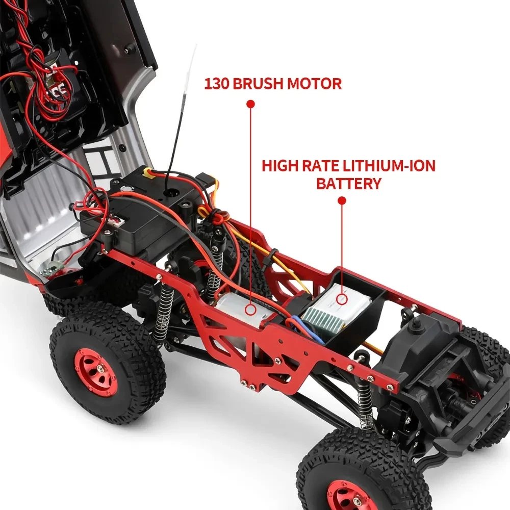 Wltoys 2428 1:24 Mini RC Car 2.4G ze światłami LED 4WD Off-Road Elektryczny pojazd gąsienicowy Zdalnie sterowana ciężarówka Zabawka dla dzieci