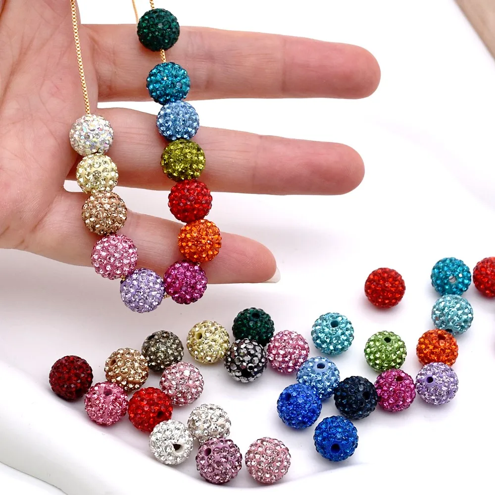 20PCS High Quality 10mm Handmade Czech Rhinestone Pave Clay Beads Sparkly Round Disco Ball For Necklace Bracelet Earrings Making