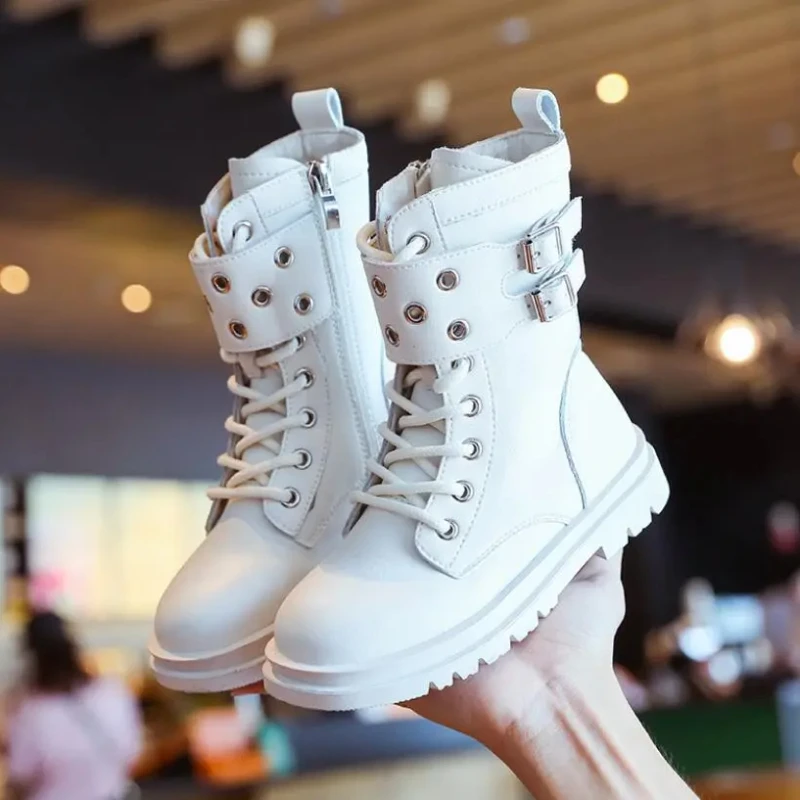 Kids Casual Shoes 2023 Autumn Winter Children Leather Boots Baby Boys Fashion Long Snow Boots Girls Brand Sport Shoes Sneakers