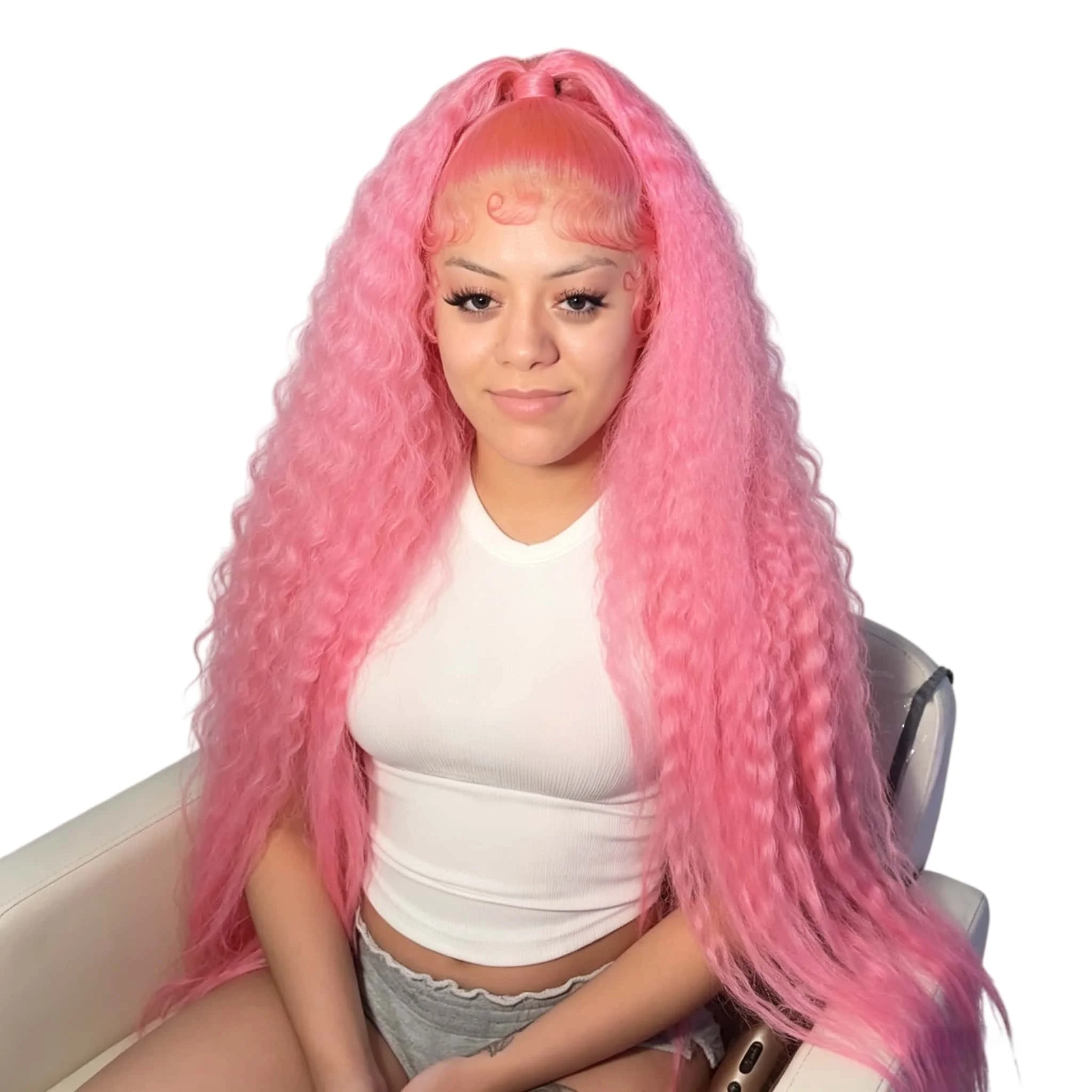 250% Density Hot Pink Curly Lace Front Human Hair Wig Pre Plucked 34 Inch Deep Wave 13*4 13*6 Lace Frontal Wigs for Women H