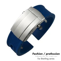 20mm 21mm 22mm 24mm Rubber New Folding Buckle Silicone Watchband Watchband Bracelets for Breitling Navitimer Avenger Watch Strap