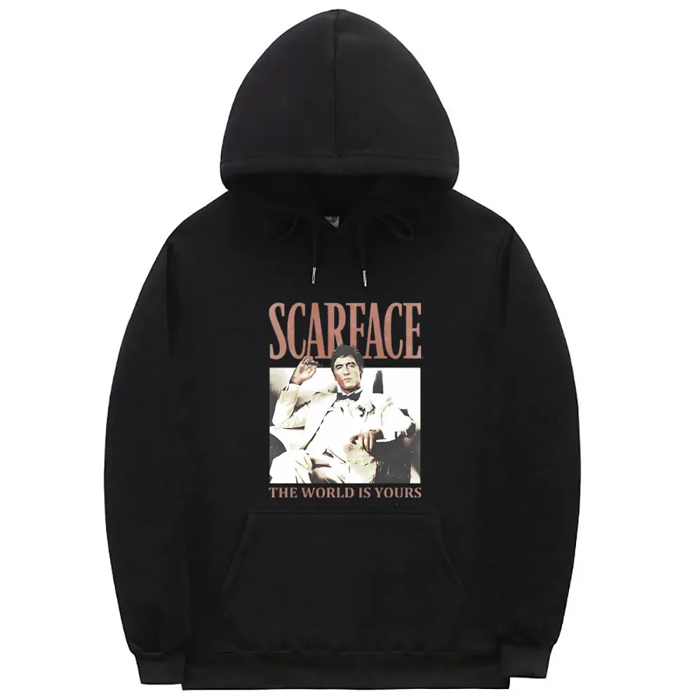 

Limited Movie Scarface The World Is Yours Hoodie Vintage Al Pacino Tony Montana Graphic Pullover Men's Hip Hop Oversized Hoodies