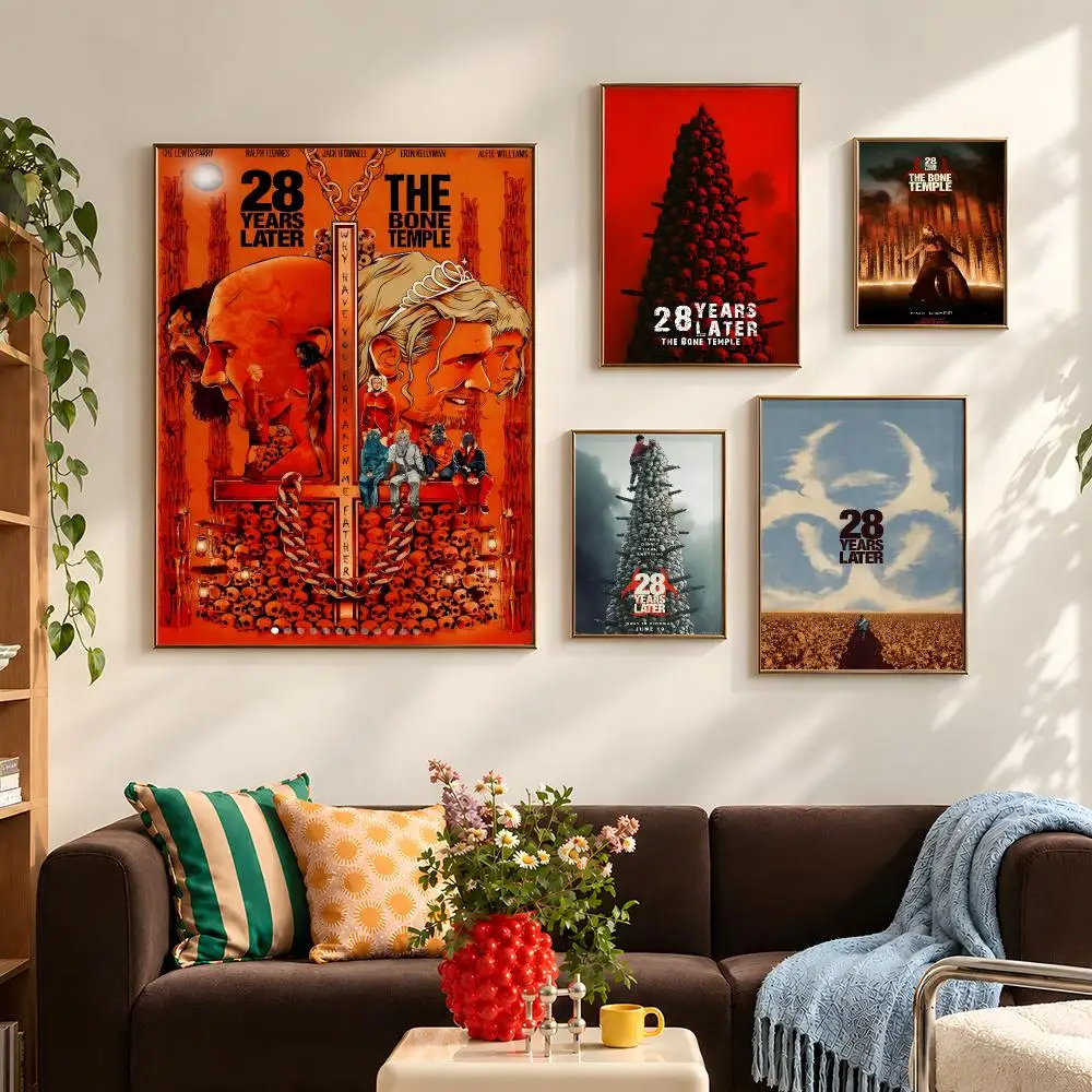 Movie 28 Years Later Bone Temple Horror Poster Self Adhesive PP Wall Art HD Gaming Room Bedroom Living Room Decor Apartment Gift