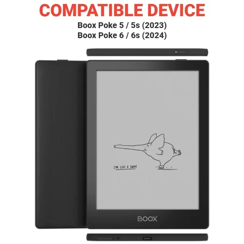 Película de pantalla gratis para Onyx Boox Poke 6 6s 5 5s Funda con tapa tipo libro con airbags carcasa de TPU a prueba de golpes para Boox Go 6 "(2024) Funda