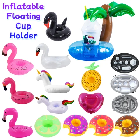 Inflatable Floating Cup Holder Summer Swimming Pool Floating Beverage Cup Holder Ins Style Flamingo/Donut/Pineapple/Coconut Tree