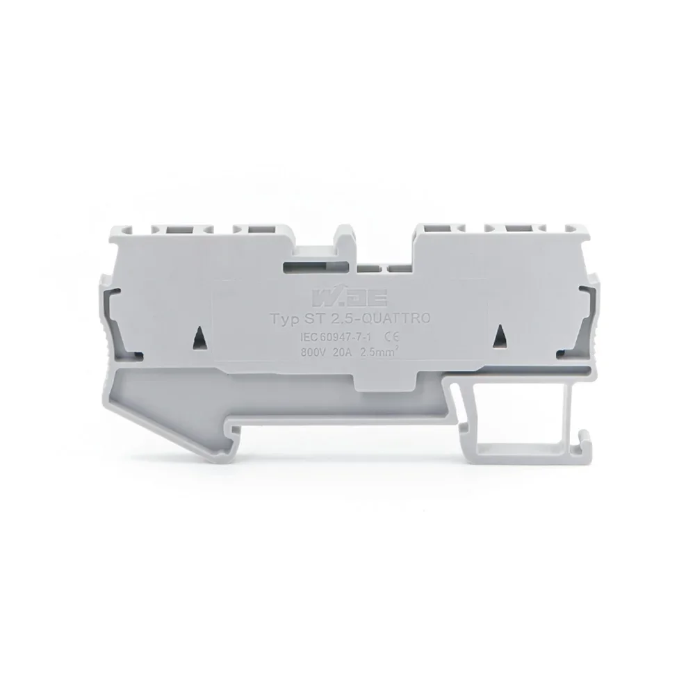 50Pcs Din Rail Terminal Block ST-2.5-QUATTRO Wire Connectors Return Pull Type 4 Conductors Spring Wiring Terminal Blocks