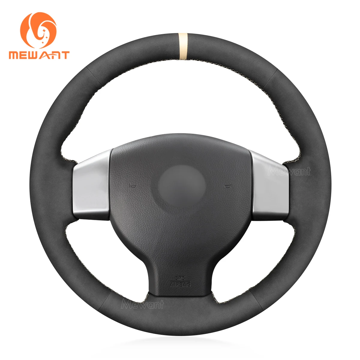 

MEWANT Black Genuine Leather Suede Hand Sew Car Steering Wheel Cover For Nissan Note 2006-2013 Tiida 2007-2011 Bluebird Sylphy