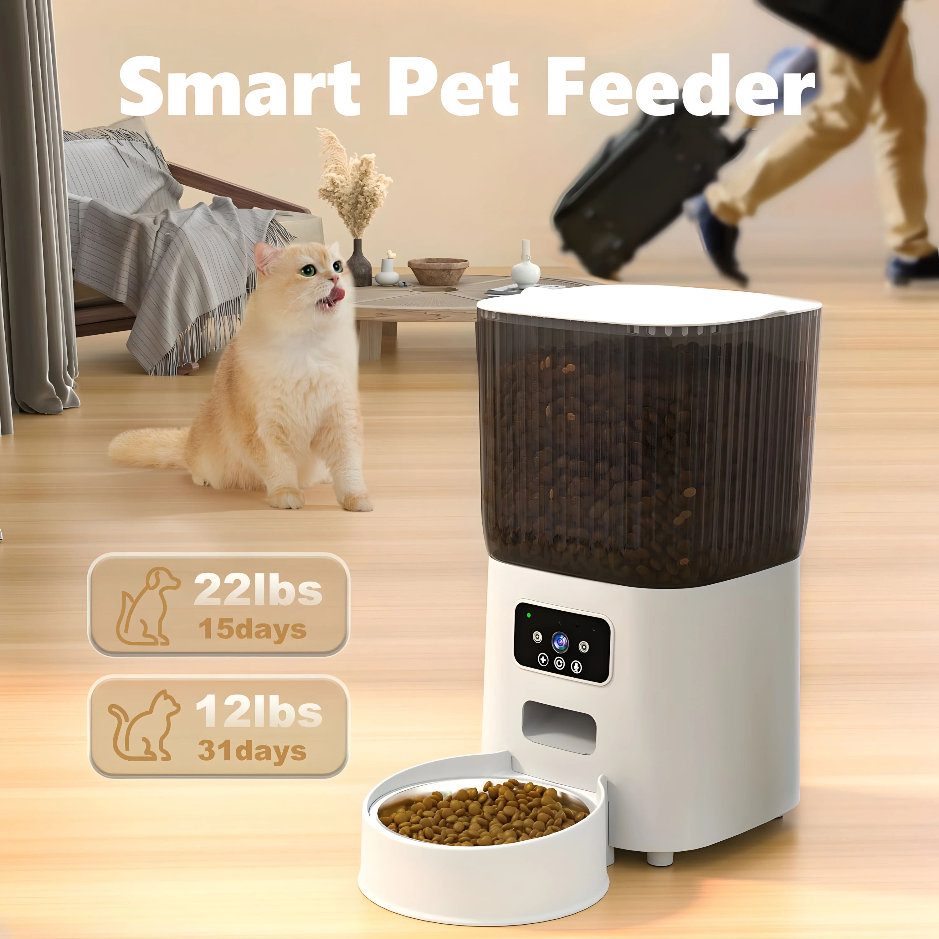 

Automatic Pet Feeder APP timing quantitative suitable for cat and dog App Control Smart Food Dispenser with Camera Pet Food Bowl