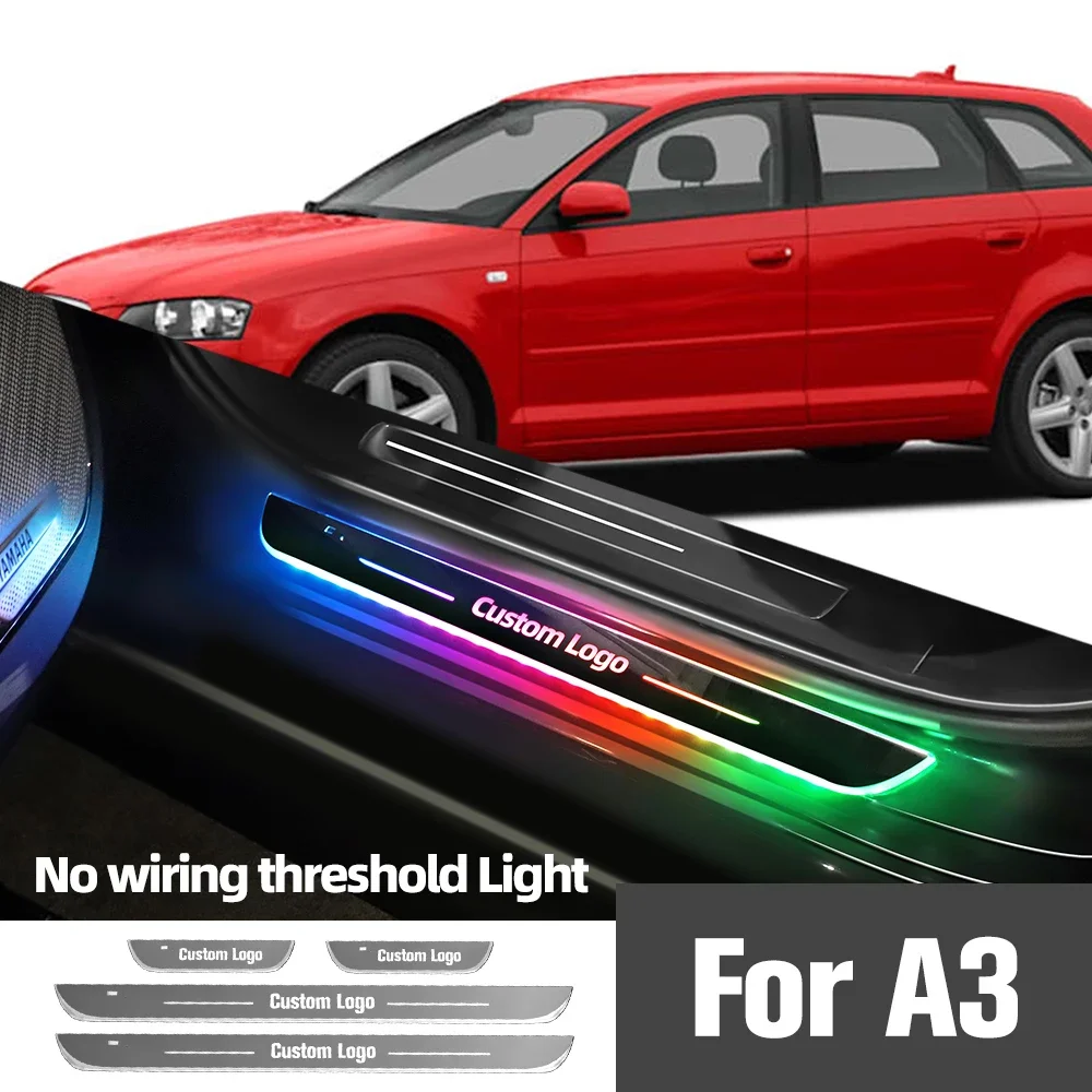 For Audi A3 8L 8P 8V 1996-2020 2011 2014 2019Car Door Sill Light Customized Logo LED Welcome Threshold Pedal Lamp Accessories