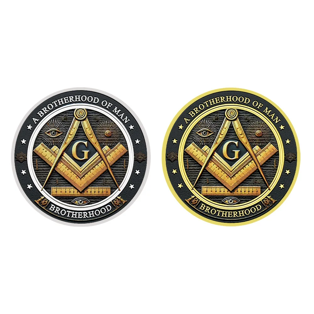 4CM Masonic Freemasonry Souvenir Coin Collection Brotherhood The Eye of Coin Making Good Men Better Commemorative Medal
