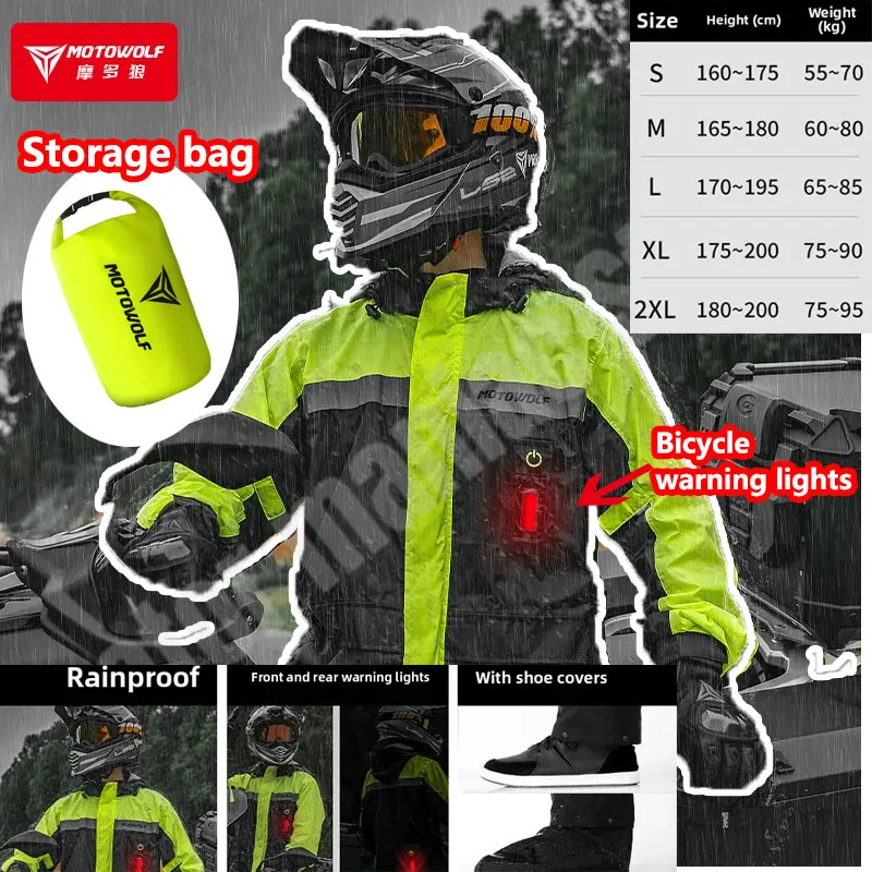 

Мужской светодиодный мотоциклетный плащ с разрезом, куртка, брюки, дождевик, водонепроницаемый, светоотражающий, непроницаемый, для езды на открытом воздухе, непроницаемый