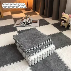 Alfombra de juego de felpa de alta calidad para niños, alfombras cuadradas DIY para sala de estar, alfombras de piso de espuma empalmada, alfombras de rompecabezas EVA, decoración del hogar